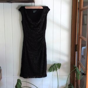 Black and Gold Ralph Lauren Lace Sheath Dress - 4